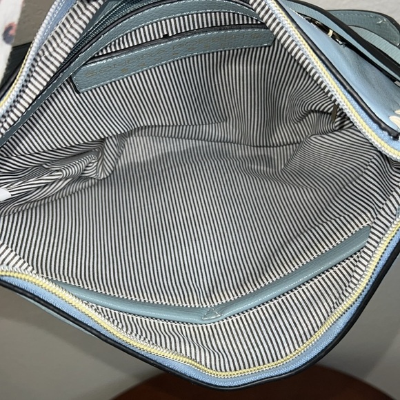 Sondra Roberts Stylish Western Stitched Fringe Saddle Blue Shoulder Bag - Picture 9 of 9